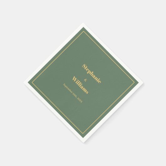Sage Green Gold Script Elegante Minimal Wedding Servet (Hoek)
