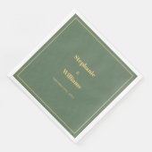 Sage Green Gold Script Elegante Minimal Wedding Servet (Hoek)