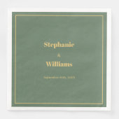 Sage Green Gold Script Elegante Minimal Wedding Servet (Voorkant)