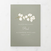 Sage Green Gold Trifold Letter Fold Uitnodiging (Cover)