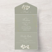 Sage Green Gold verlaat Greenery Wedding in één All In One Uitnodiging (Binnen)