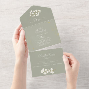 Sage Green Gold verlaat Greenery Wedding in één All In One Uitnodiging