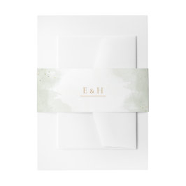 Sage green gold watercolour elegant wedding  uitnodigingen wikkel