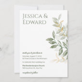 Sage Green Gold Waterverf Botanische bruiloft Chic Kaart (Voorkant)