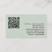 Sage Green & Gold Waterverf Botanische QR-code Visitekaartje (Achterkant)