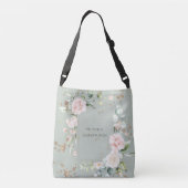 Sage Green Gold Waterverf Floral - Aangepast Crossbody Tas (Achterkant)