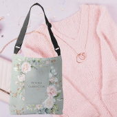 Sage Green Gold Waterverf Floral - Aangepast Crossbody Tas