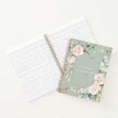 Sage Green Gold Waterverf Floral - Aangepast Notitieboek (Binnen)