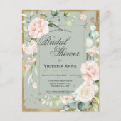 Sage Green Gold Waterverf Floral Vrijgezellenfeest Briefkaart (Voorkant)