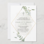 Sage Green & Gold Waterverf Foliage Baptisme Kaart (Voorkant)