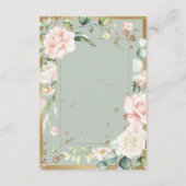 Sage Green Gold Waterverf QR Code Floral Wedding Informatiekaartje (Achterkant)