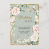 Sage Green Gold Waterverf QR Code Weddenschap Informatiekaartje (Voorkant)