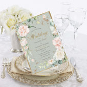 Sage Green Gold Waterverf Romantic Floral Wedding Kaart