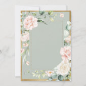 Sage Green Gold Waterverf Romantic Floral Wedding Kaart (Achterkant)