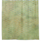 Sage Green & Gold Waterverf Wave Stripes Douchegordijn (Voorkant)
