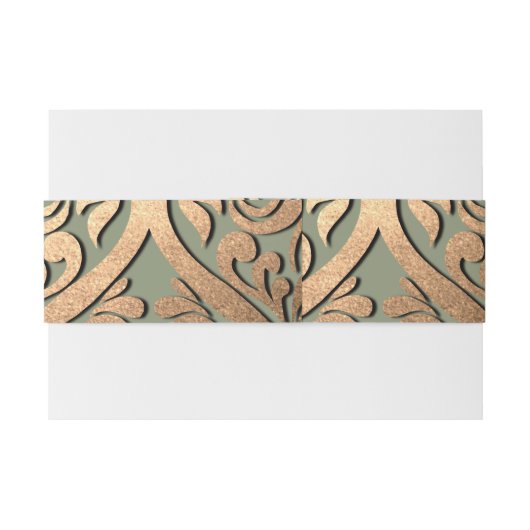 Sage Green Gold Wedding Belly Band Elegante Luxe Uitnodigingen Wikkel (Achterkant Voorbeeld)