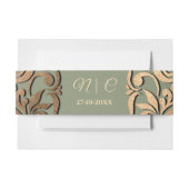 Sage Green Gold Wedding Belly Band Elegante Luxe Uitnodigingen Wikkel (Voorkant Voorbeeld)