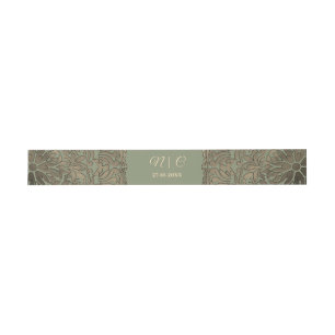 Sage Green Gold Wedding Belly Band Elegante Luxe Uitnodigingen Wikkel