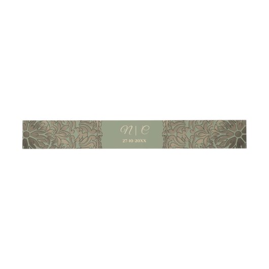 Sage Green Gold Wedding Belly Band Elegante Luxe Uitnodigingen Wikkel (Vlak)