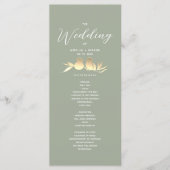 Sage Green Gold Wedding Ceremony Programmakaart (Voorkant)