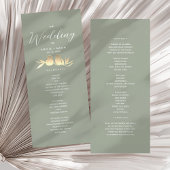Sage Green Gold Wedding Ceremony Programmakaart