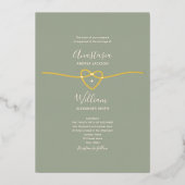 Sage Green Gold Wedding Folie Uitnodiging (Voorkant)