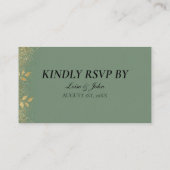 Sage Green Gold Wedding QR Code RSVP Informatiekaartje (Achterkant)