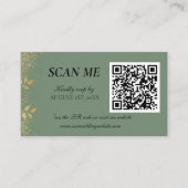 Sage Green Gold Wedding QR Code RSVP Informatiekaartje (Voorkant)