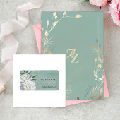 Sage Green & Gold Wedding Return Address Labels