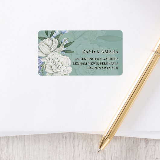 Sage Green & Gold Wedding Return Address Labels