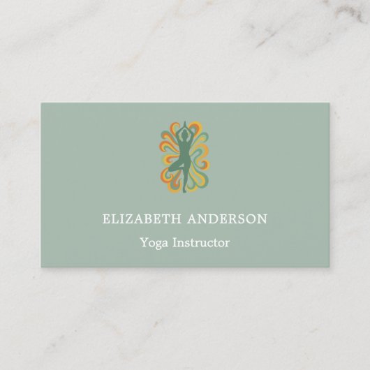 Sage green gold Yoga pose Instructor Visitekaartje (Voorkant)