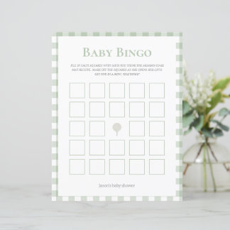 Sage Green Golf baby shower Bingo spel