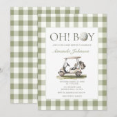 Sage Green Golf Boy Baby Shower Invitation Kaart (Voorkant / Achterkant)