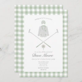 Sage green Golf thema baby shower Uitnodiging