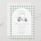 Sage green Golfkar baby shower Uitnodiging (Voorkant)