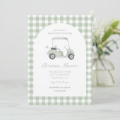 Sage green Golfkar baby shower Uitnodiging (Staand voorkant)