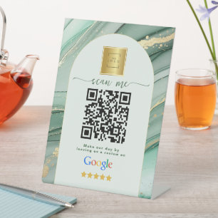 Sage Green Google Reviews Zakelijk Link QR Code Reclamebord Met Voetstuk
