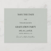 Sage Green Graduation Party Save the Date card (Achterkant)