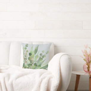 SAGE GREEN GRAY TEXTURED EUCALYPTUS PILLOW KUSSEN