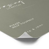 Sage Green Grazing Station Tafel Trouwbord Poster (Hoek)