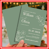 Sage Green Greenery Boho Floral Wedding Kaart