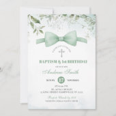 Sage Green Greenery Boy doop en eerste verjaardag Kaart (Voorkant)