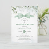 Sage Green Greenery Boy doop en eerste verjaardag Kaart (Staand voorkant)
