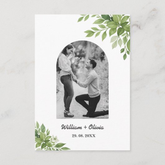 Sage Green Greenery Calendar Wedding Sla de datum  Informatiekaartje (Achterkant)
