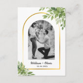 Sage Green Greenery Calendar Wedding Sla de datum  Informatiekaartje (Achterkant)
