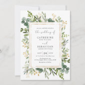 Sage Green Greenery Eucalyptus Geometric Wedding Kaart (Voorkant)