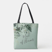 Sage Green Greenery foliage maid of epilepsie gift Tote Bag (Achterkant)