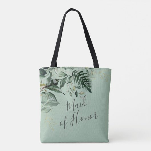 Sage Green Greenery foliage maid of epilepsie gift Tote Bag (Achterkant)