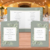 Sage Green Greenery Foliage Wedding Programma