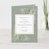Sage Green Greenery Foliage Wedding Programma (Voorkant)